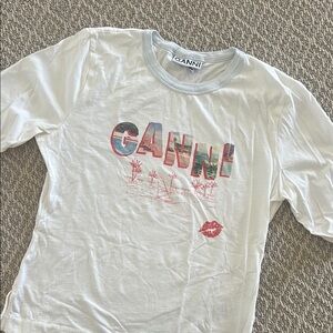 Ganni White Tee with Graphic Print